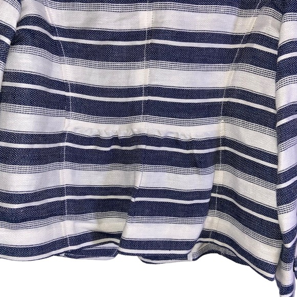 Ann Taylor LOFT NWT Strip Linen Blend Minimalist Classic Career Button Blazer 4 - Picture 9 of 9